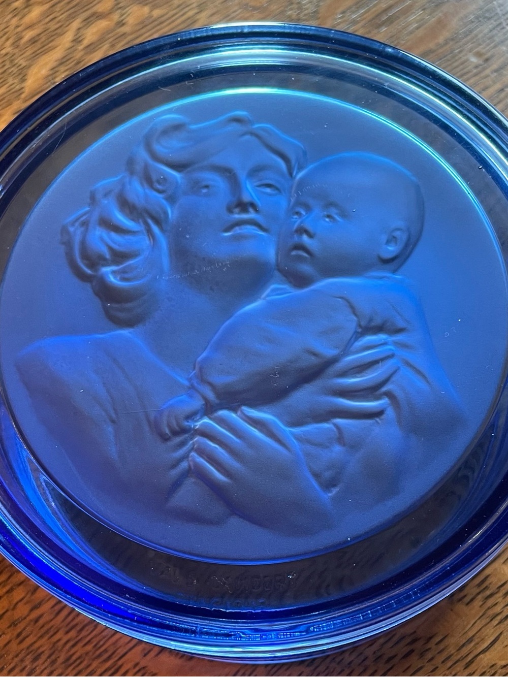1935 Val Saint Lambert Cobalt Blue Luxval Box Modèle 53 Pristine Art Deco
